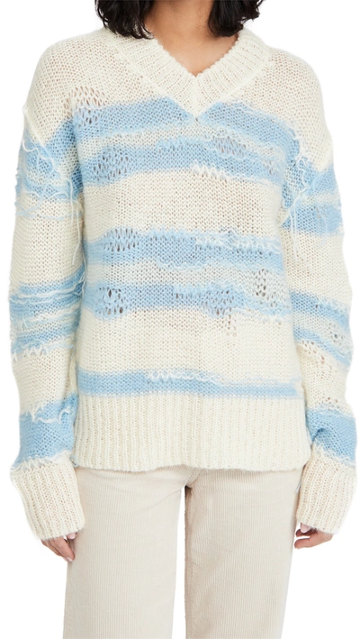 Shop Acne Studios Knit Sweater In White/blue