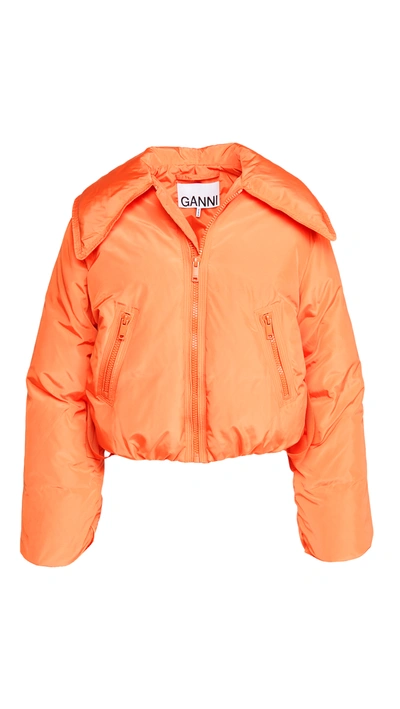 Shop Ganni Tech Down Jacket In Flame