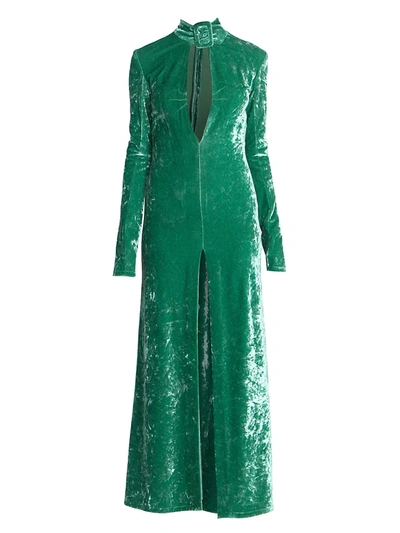 Shop Attico Women's Velvet Buckle Dress In Emerald