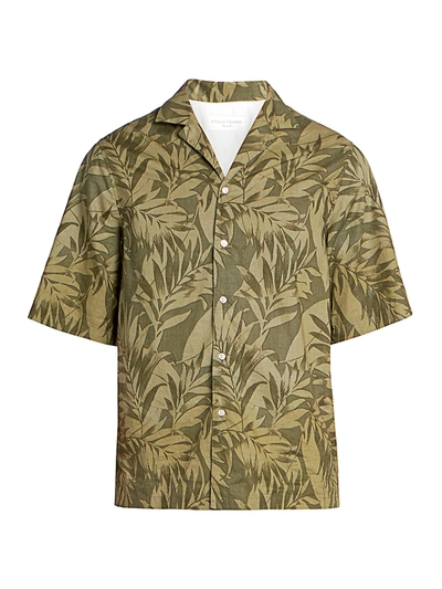 Shop Officine Generale Eren Palm Tree-print Short-sleeve Shirt In Olive