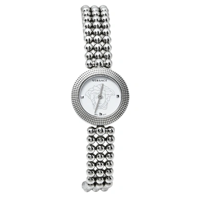 Pre-owned Versace White Stainless Steel Eon Soiree 94q Quartz Women's Wristwatch 27 Mm In Silver