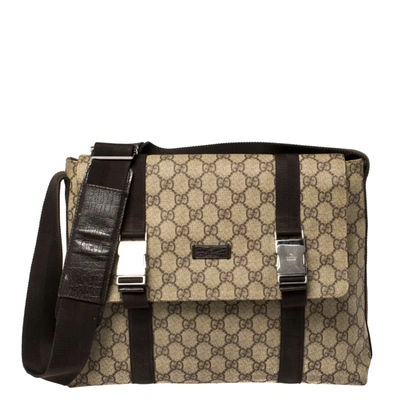 Pre-owned Gucci Beige/brown Gg Supreme Canvas Messenger Bag