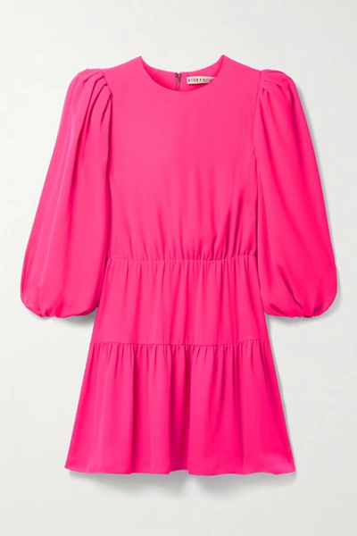Shop Alice And Olivia Shayla Tiered Crepe Mini Dress In Bright Pink