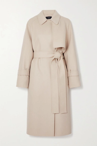 Shop Joseph Cottrell Belted Wool And Cashmere-blend Felt Coat In Cream