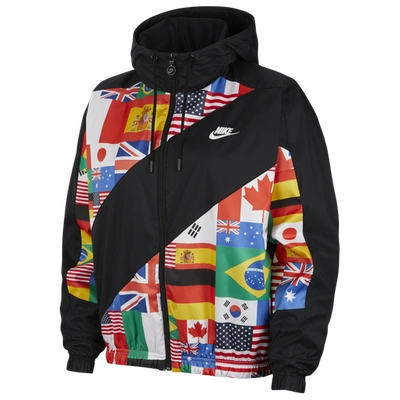 Shop Nike Womens  World Flags Woven Jacket In Black/multi