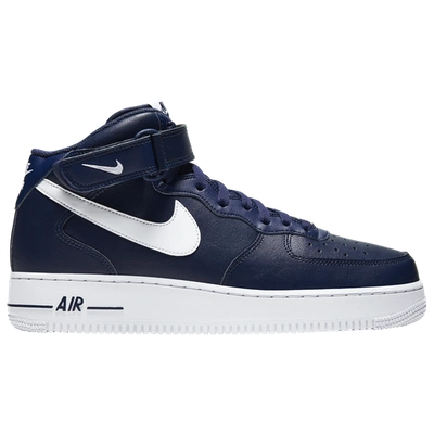 Shop Nike Mens  Air Force 1 Mid In Midnight Navy/white