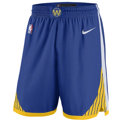 Shop Nike Mens  Warriors Swingman Shorts In Rush Blue/white/amarillo