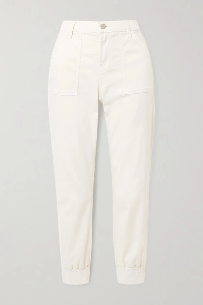 Shop J Brand Arkin Cotton-blend Sateen Track Pants In White