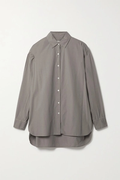 Shop Nili Lotan Yorke Cotton Shirt In Gray