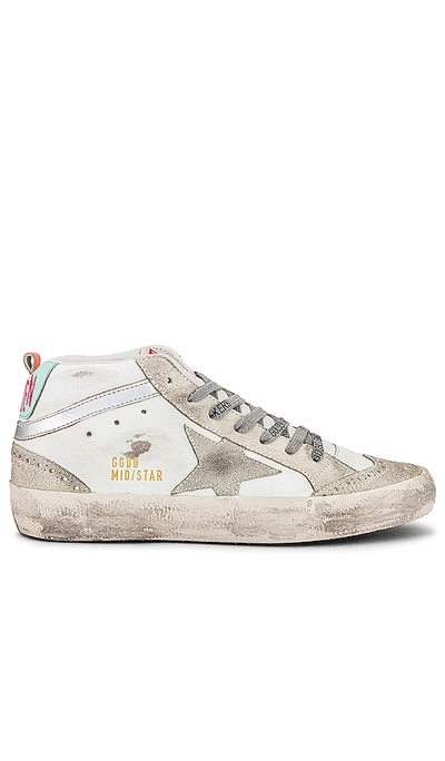 Shop Golden Goose Mid Star Sneaker In White, Ice & Silver