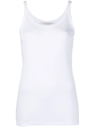 Shop Philosophy Di Lorenzo Serafini Ribbed Longline Tank Top In White