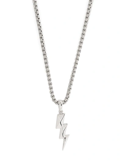 Shop Darkai Lightning-bolt Pendant Necklace In Silver