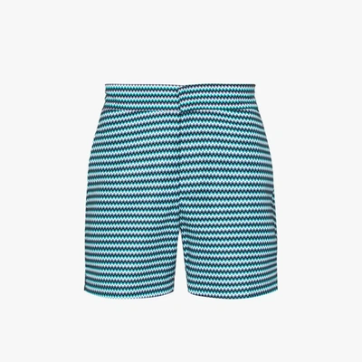 Shop Frescobol Carioca Copacabana Chevron Swim Shorts In Blue