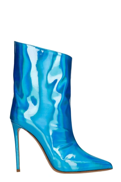 Shop Alexandre Vauthier High Heels Ankle Boots In Cyan Leather