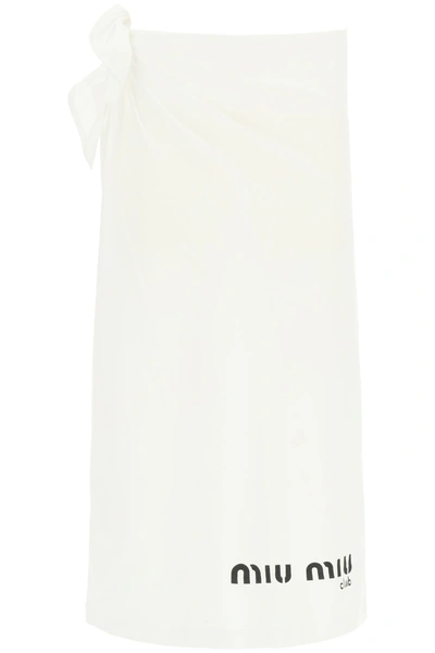 Shop Miu Miu Jersey Midi Skirt In Bianco (white)