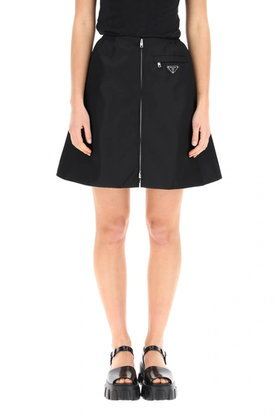 Shop Prada Re-nylon Gabardine Mini Skirt In Nero (black)