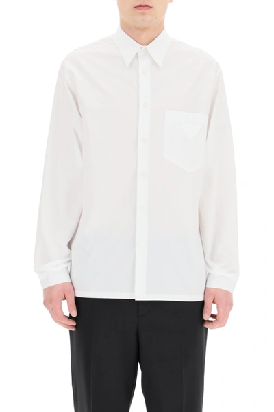 Shop Prada Oversized Shirt In Bianco (white)