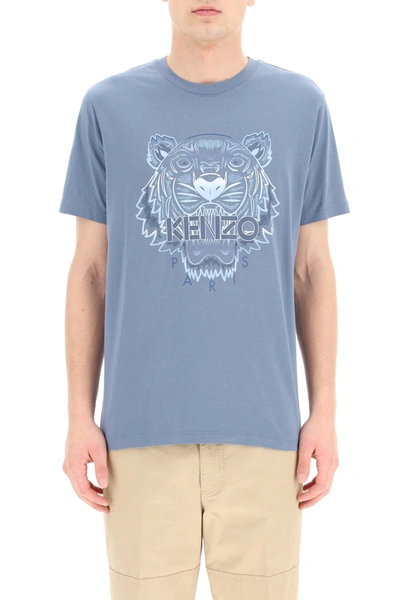 Shop Kenzo Gradient Tiger Print T-shirt In Blue (light Blue)