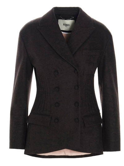 Shop Fendi Coat In Brown