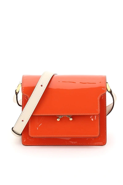Shop Marni New Trunk Mini Shoulder Bag In Tulip Antique White (orange)