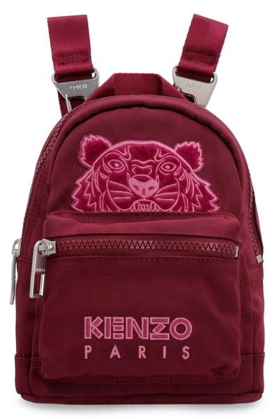 Shop Kenzo Logo Detail Nylon Backpack In Burgundy