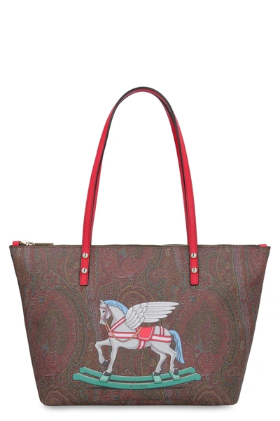 Shop Etro Paisley Print Tote In Brown