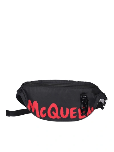 Shop Alexander Mcqueen Printed Fabric Belt Bag In Black