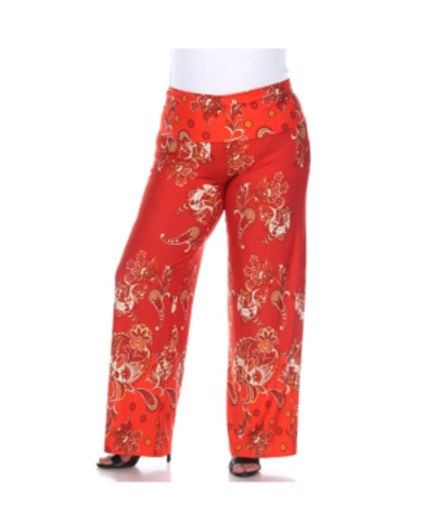 Shop White Mark Plus Size Floral Paisley Printed Palazzo Pants In Red