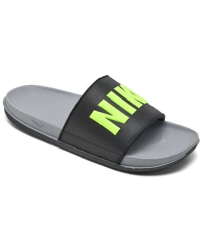 Shop Nike Men's Offcourt Slide Sandals From Finish Line In Particle Gray, Volt