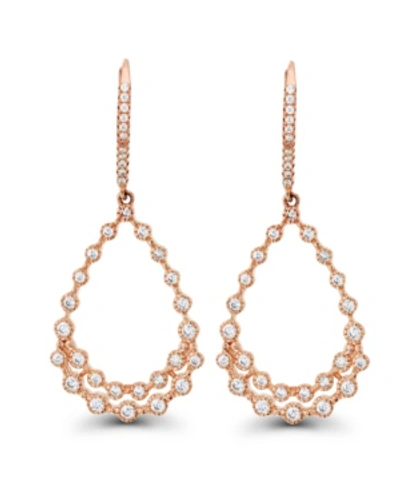 Shop Macy's Cubic Zirconia Bezel Diamond Cut Pear Shaped Earrings In Sterling Silver (also In 14k Gold Over Silv In Pink