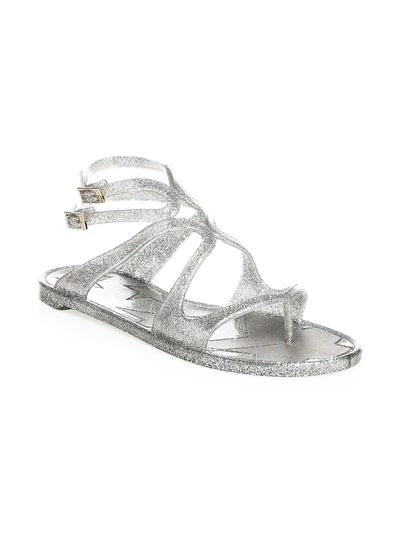 Shop Jimmy Choo Women's Lance Jelly Gladiator Sandals In Silver