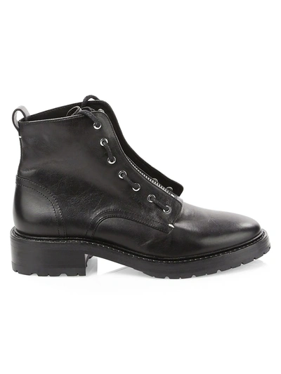 Shop Rag & Bone Women's Cannon Zip-up Leather Combat Boots In Black