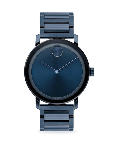 Shop Movado Bold Evolution Blue Ion-plated Stainless Steel Bracelet Watch