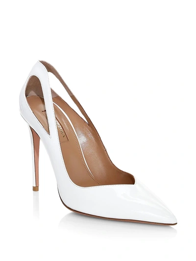 Shop Aquazzura Women's Shiva Cutout Leather Pumps In White