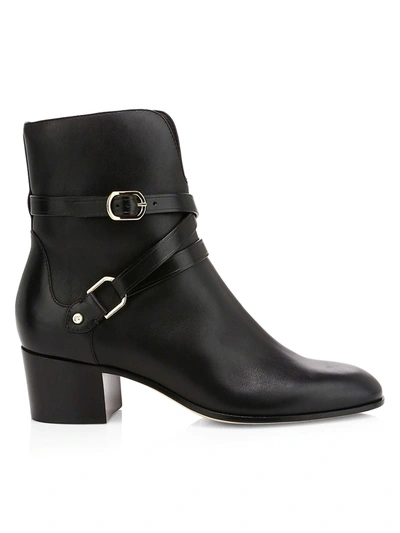 Shop Jimmy Choo Women's Harker Buckle Leather Ankle Boots In Black