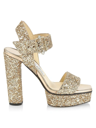 Shop Jimmy Choo Women's Maie Glitter Platform Sandals In Gold