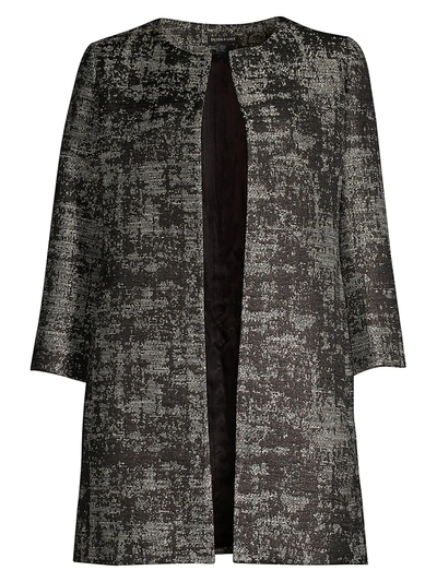 Shop Eileen Fisher Women's Metallic Jacquard Open-front Topper Coat In Black