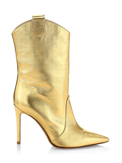 Shop Alexandre Vauthier Women's Wayne Metallic Leather Ankle Boots In Gold