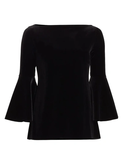 Shop Chiara Boni La Petite Robe Women's Natty Velvet Bell-sleeve Top In Black