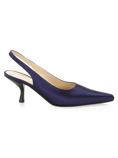 Shop The Row Women's Bourgeoise Satin Slingback Pumps In Midnight