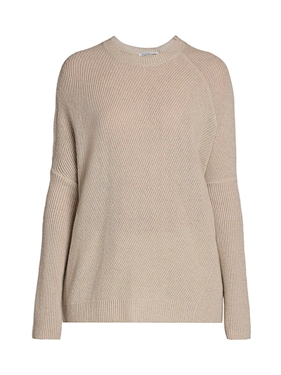 Shop Agnona Women's Cashmere Pearl Ribbed Knit Sweater In Alabaster