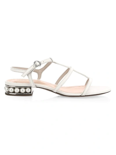 Shop Nicholas Kirkwood Women's Casati Faux Pearl Leather T-strap Sandals In White