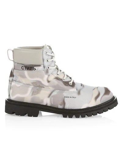 Shop Heron Preston Men's Camouflage Ankle Boots In Light Grey
