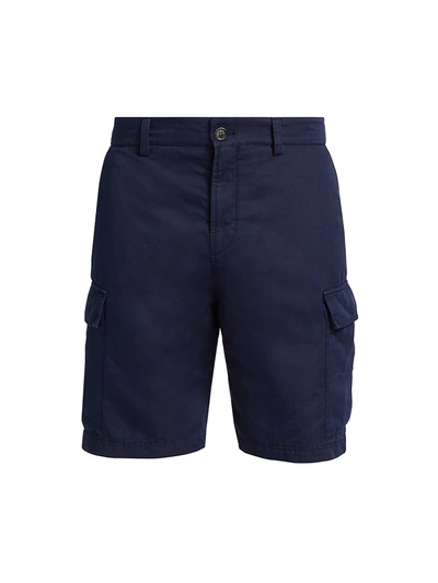 Shop Brunello Cucinelli Linen-blend Cargo Shorts In Navy