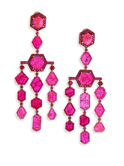 Shop Ivy Ruby & 18k Yellow Gold Chandelier Earrings