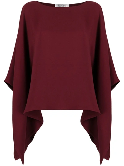 Shop Valentino Cape-style Draped Sleeves Blouse In Red