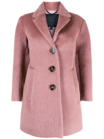 Pre-owned Burberry Brushed Single-breasted Coat In Pink