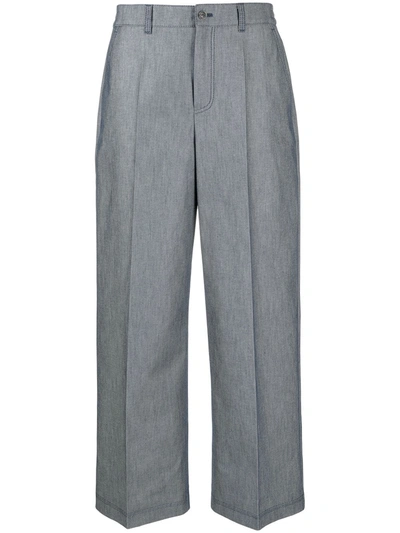 Shop Agnona High-waisted Crop Trousers In Blue