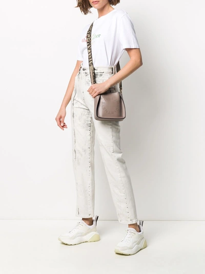 Shop Stella Mccartney Falavella Tiny Shoulder Bag In Beige
