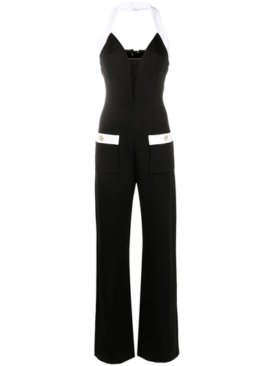 Shop Balmain Halterneck Jersey Jumpsuit In Black